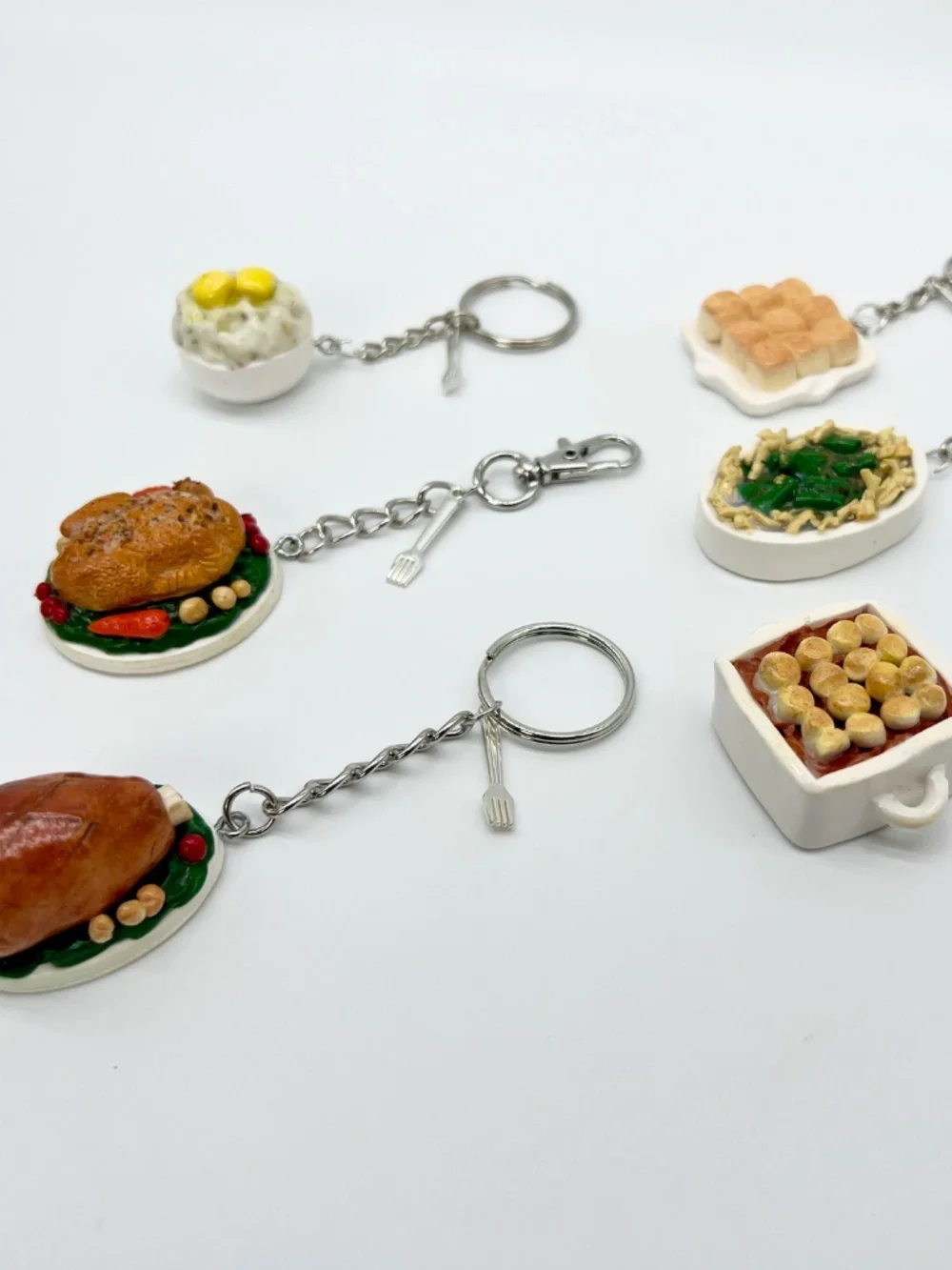 Thanksgiving/Christmas Dinner Food Keychain or Bag Clip | Handmade Holiday Food